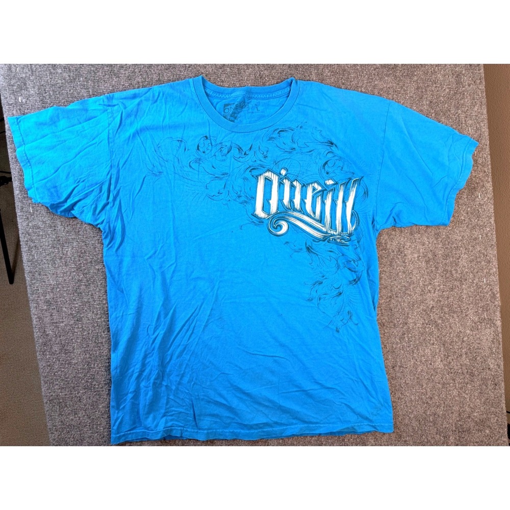 O'Neill Mens Large Blue Graphic Tee Shirt Short Sleeve Skate Streetwear Pinholes